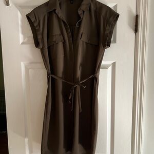 Express army green button up Dress